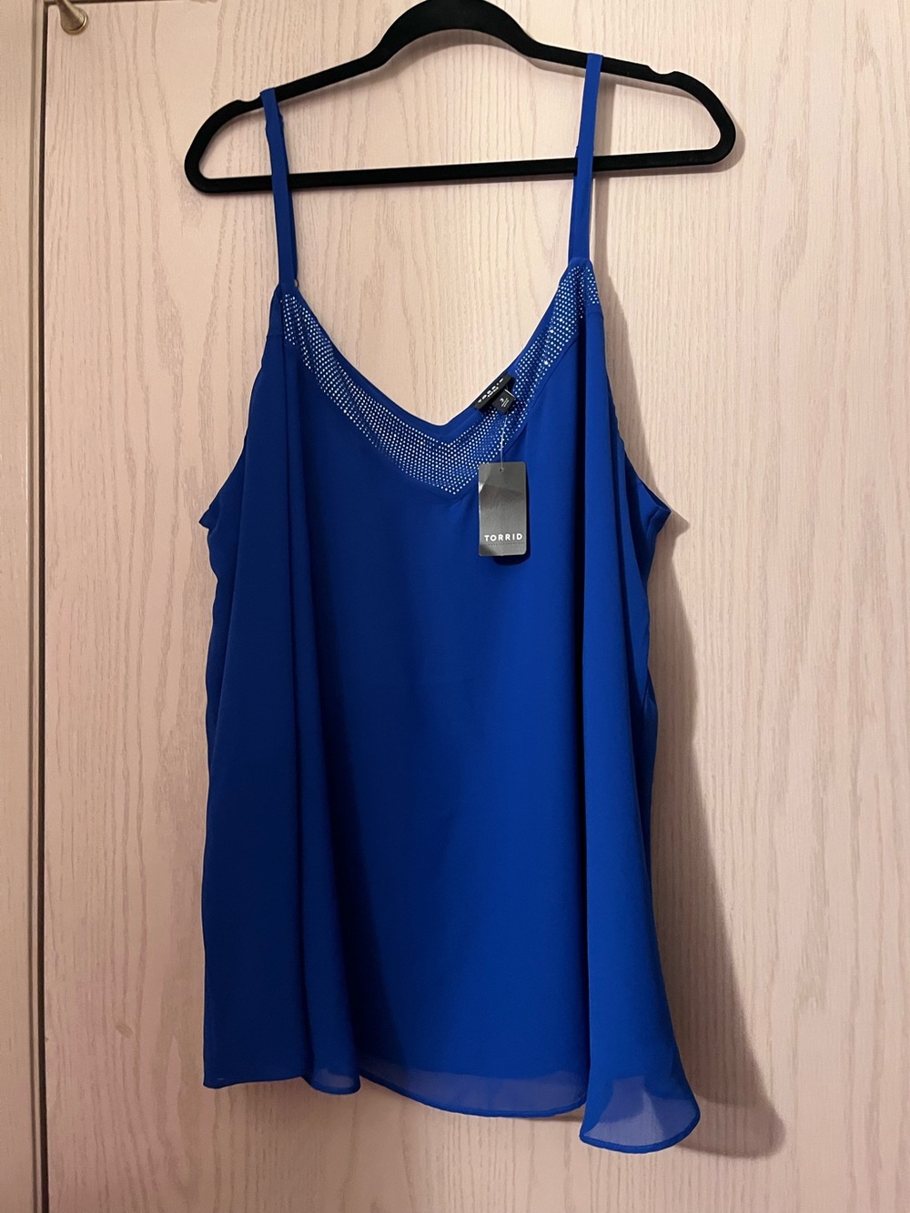 torrid Cobalt Blue Mesh-Trim Spaghetti Strap Cami